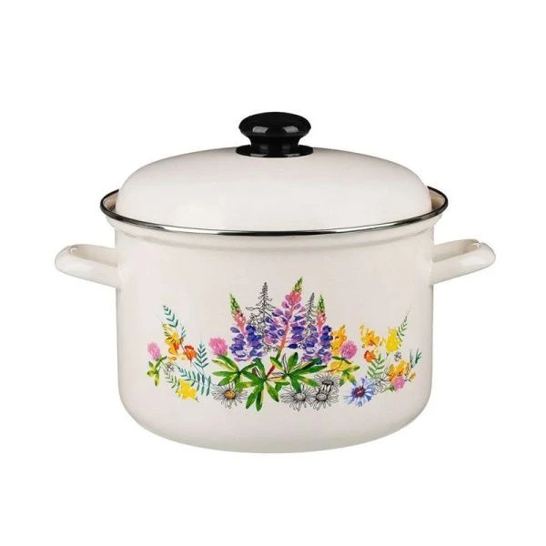 Кастрюля 2л эмаль ЛЮПИНЫ цилиндрическая жемчужная С-1610АП2/4Жм (4)