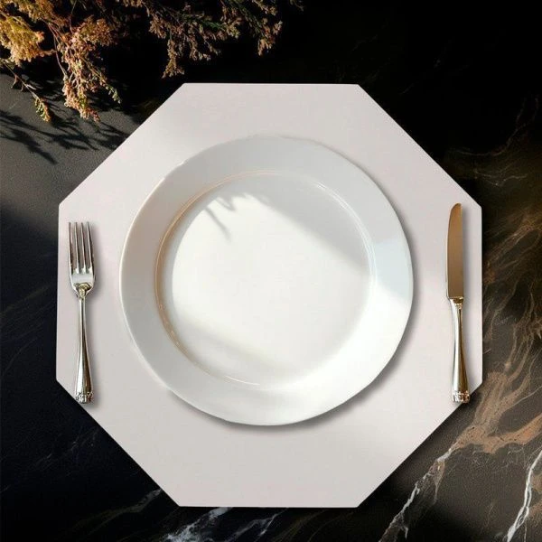 Салфетка кухонная 38*38см экокожа ТЭМ восьмиугольник белый (120)