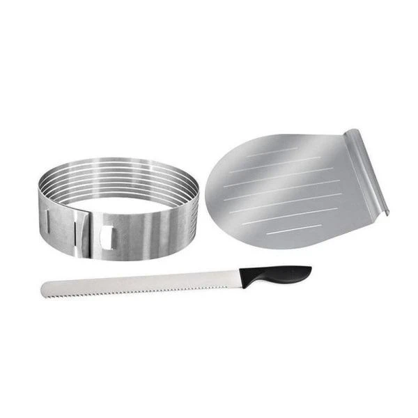 Форма для выпечки разъемная 24,5-33см нерж.сталь с ножом и подносом (8)