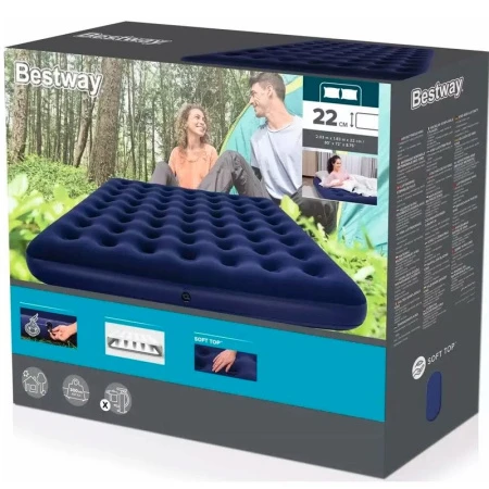 Матрас надувной двухместный флок ПВХ King 203*183*22cм, до 300кг 67004 (2)