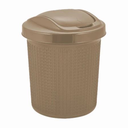 Контейнер для мусора 12л 28*28*33,2см пластик Soul кофейный с подвижной крышкой (8)