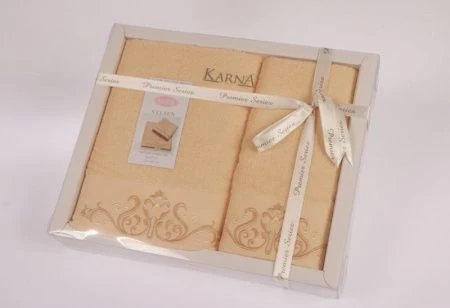 яяяНабор полотенец махровые Karna VELSEN 50x90-70х140 см (Желтый)