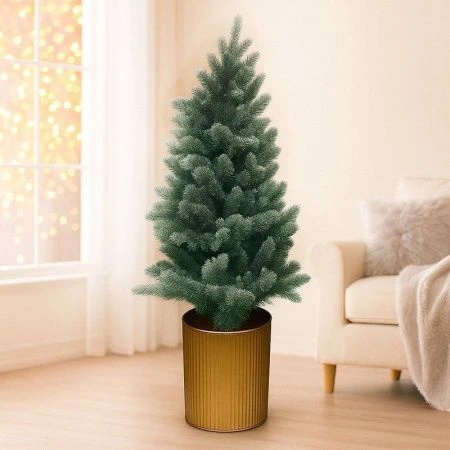 Елка искусственная 150см ЗАСНЕЖЕННАЯ в мет.кашпо 644 веток 6см pe JC-14509/YR2025B (1)