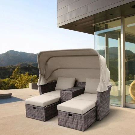 Набор мебели иск.ротанг (диван, 2 пуфа) AFM-330B Brown (1)