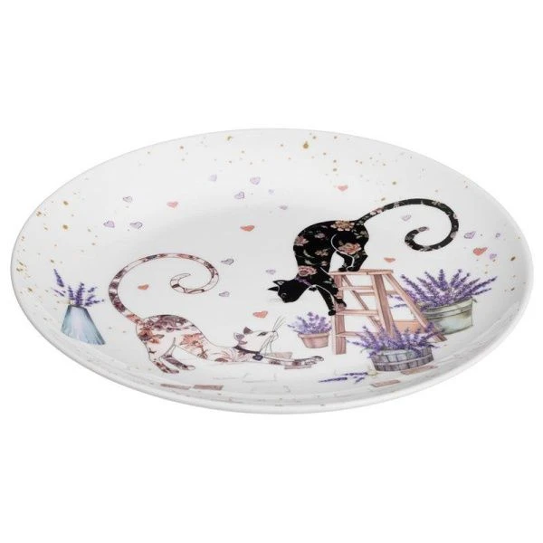 Тарелки мелкие набор 2шт 20,5*2см фарфор ЛАВАНДОВЫЕ КОТЫ десертные (18)