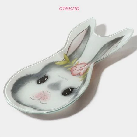 Блюдо сервировочное 21*13,5*1,8см стекло ЦВЕТОЧНЫЙ КРОЛИК 7258264