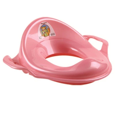 Накладка детская на унитаз (адаптер с ручками) 43*37*15см пластик розовый/розовый перламутр (15)