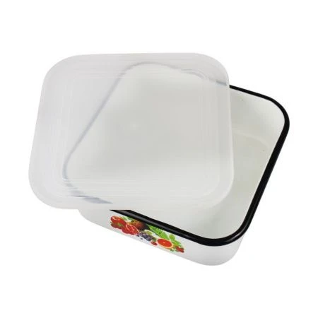 Лоток 1л эмаль АРИАДНА белый пласт.крышка с рис. 01-2507п/4 (6)