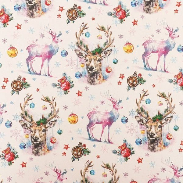 Бумага упаковочная новогодняя крафт 70*100см Олени (10)