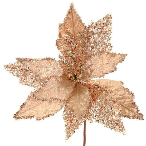 Декор новогодний Цветок Пуансеттия золото/серебро/фиолетовый 33*33*47см, 3 вида (60/180)