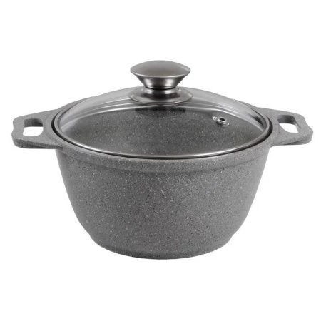 Кастрюля 2л алюминий АП стекл.крышка светлый мрамор (3)