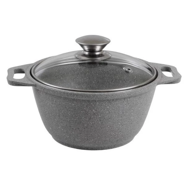 Кастрюля 2л алюминий АП стекл.крышка светлый мрамор (3)