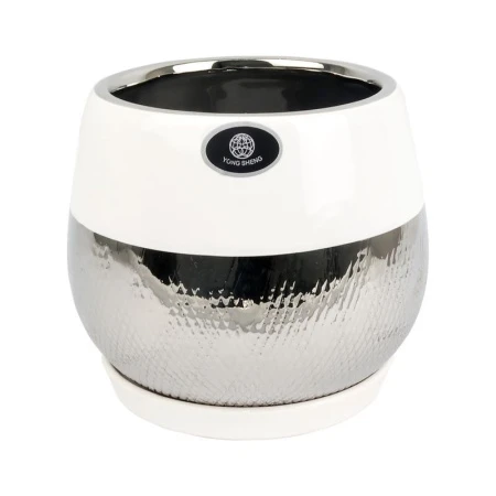 Горшок цветочный керамика 14,5х14,5х14см бело-серый JC-13806 (24)