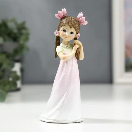 Статуэтка Малышка с цветами в волосах полистоун 15,5*6*6,5см (6/72)