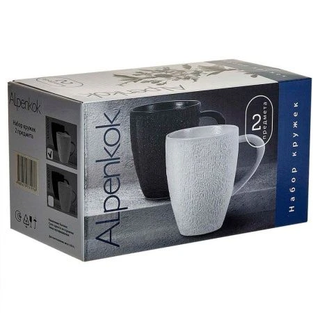 Кружки набор 2шт 360мл фарфор FLAT WHITE collection подар.уп. AK4-0006 (16)