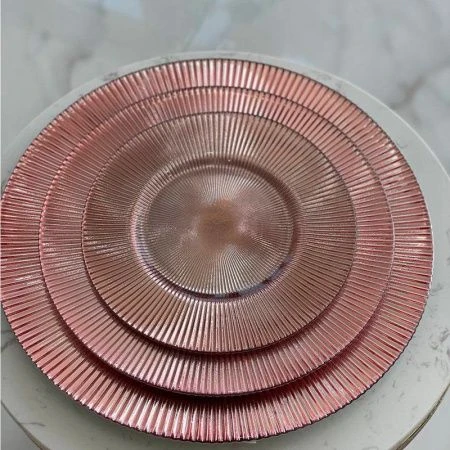 Тарелка мелкая 27см стекло розовый десертная (18)