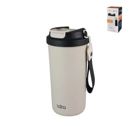 Термокружка 520мл нерж.сталь белый/черный двойные стенки LARA LR04-27 (24)