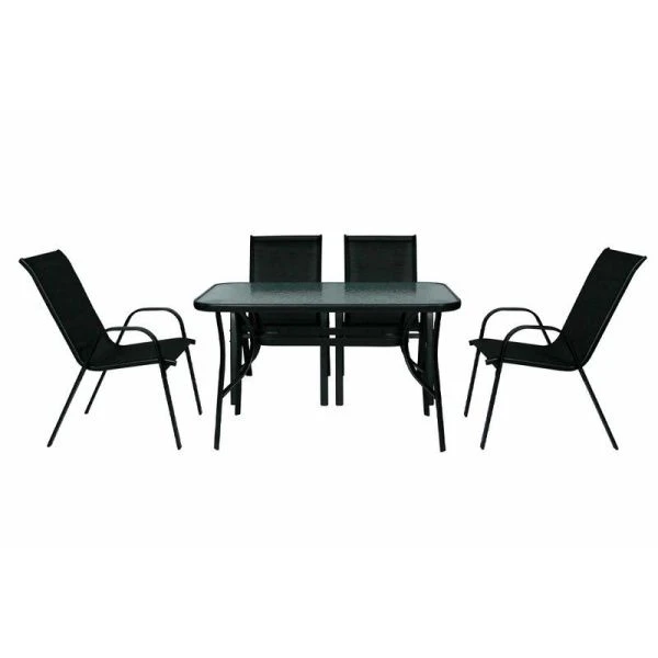 Набор мебели иск.ротанг Сан-Ремо (4 кресла, стол 120*70см) черный  SC-092KD/SC-090 (1)