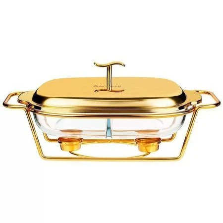 Мармит 2,45л стекло на мет.подставке 2 отсека Gold (6)