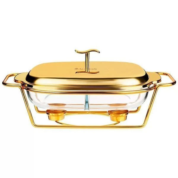 Мармит 2,45л стекло на мет.подставке 2 отсека Gold (6)