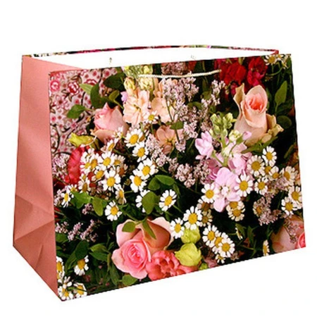 Пакет бумажный 55*40*24см горизонтальный Цветочные веснушки 28-073 (12/144)