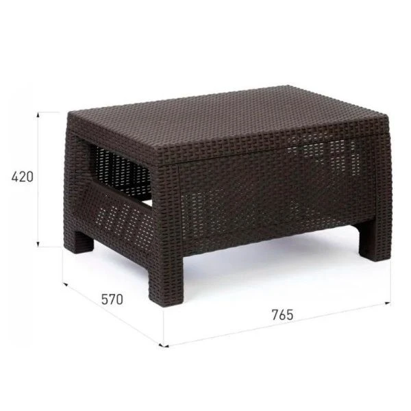 Стол 76,5*57*42см пластик РОТАНГ-ПЛЮС мокко (1)