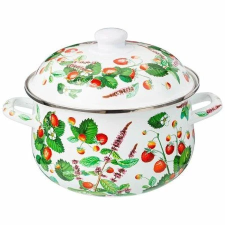 Кастрюля 3,6л эмаль ФРУКТОВАЯ КОРЗИНА с крышкой 22см, выс.13см (6)