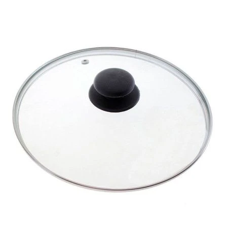 Крышка 26см стеклянная с пласт.ручкой, метал.ободком толщ. 3,5мм (50)