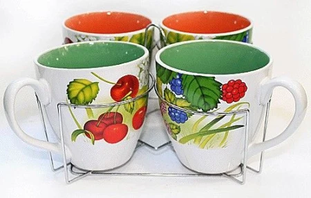 Набор кружек 5пр 580мл, хром.подставка