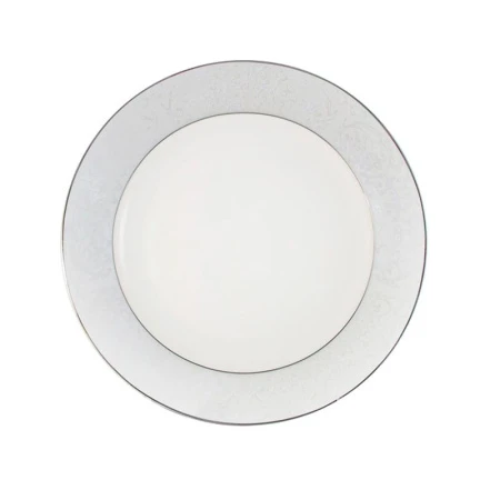 Тарелка мелкая 18см фарфор МЕЛИСЕНТА белый с серебристым кантом десертная AL-14-310/21-E5