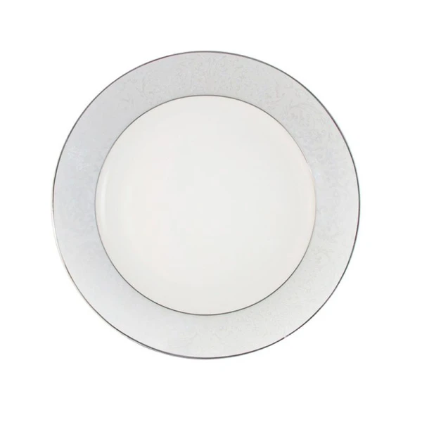 Тарелка мелкая 18см фарфор МЕЛИСЕНТА белый с серебристым кантом десертная AL-14-310/21-E5