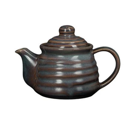 Чайник заварочный 550мл фарфор с мет.фильтром TERRA сине-коричневый [10517] (6)