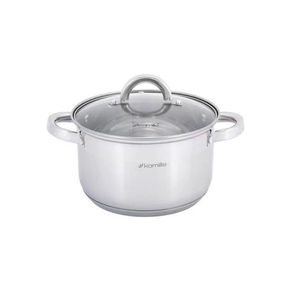 Кастрюля 2,9л нерж.сталь со стекл.крышкой 18см 5-ти сл.дно арт.5618S (8)