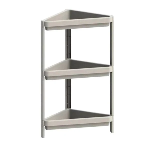 Этажерка угловая 3 секции 442*330*700мм пластик Kleo бежевая (4)