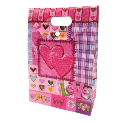 Пакет пластик 27х19х9см с крышкой и кнопкой Бабочки/Сердечки JC-1966/В-56 (720)