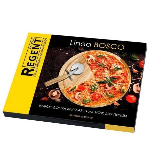 Набор для пиццы 2пр (доска круглая 31см, нож для пиццы) бамбук Bosco 93-BO-6-02 (24/6)