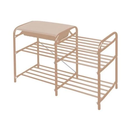 Полка для обуви 3 секции с ящиком 500*330*800мм металл ЛЮКС винил слон.кость/бежевый металлик ЭТЛ5 (1)