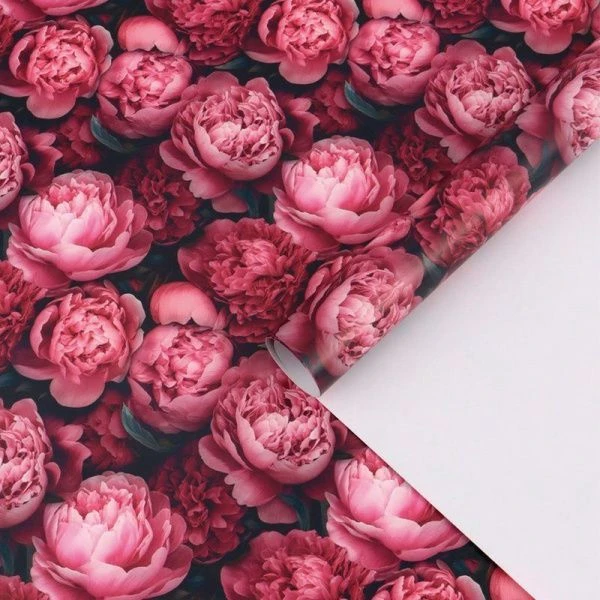 Бумага упаковочная глянцевая 60*90см Пионы