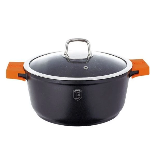 Кастрюля 5,8л кованый алюминий АП со стекл.крышкой 28см индукция Granit Diamond Line BH-1096 (6)