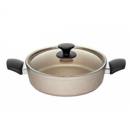 Жаровня 3,7л алюминий АП ЖЕМЧУГ стекл.крышка 28см мет.ручки арт. 59031-280-10 (6)