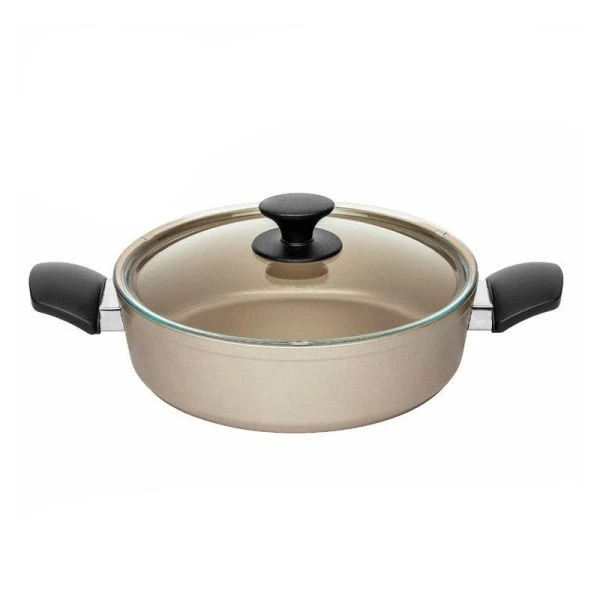 Жаровня 3,7л алюминий АП ЖЕМЧУГ стекл.крышка 28см мет.ручки арт. 59031-280-10 (6)