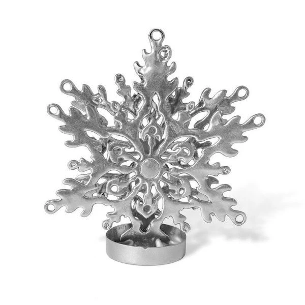 Подсвечник новогодний СНЕЖИНКА 10*9*4,5см металл серебро LF-3042ST2/JC-16309 (320)