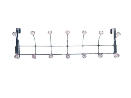 Вешалка на дверь 7 крючков 2-х уровневые с подвесом Хрусталик металл 15х55,5х11см (5мм) JC-1176 (60)