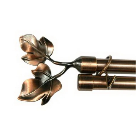 Карниз для штор двойной металл 0,75-1,2м  Листочки, d2см медь JC-1511 (12)