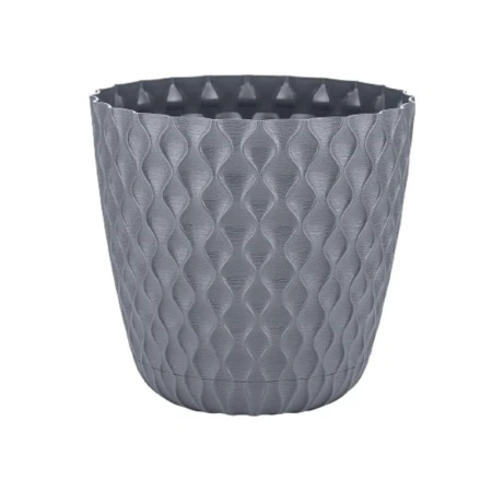 Горшок для цветов 1,4л d145мм пластик Wave с дренажной сеткой, съем.поддоном вулк.серый (10)
