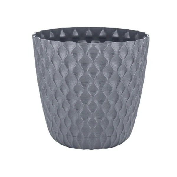 Горшок для цветов 1,4л d145мм пластик Wave с дренажной сеткой, съем.поддоном вулк.серый (10)