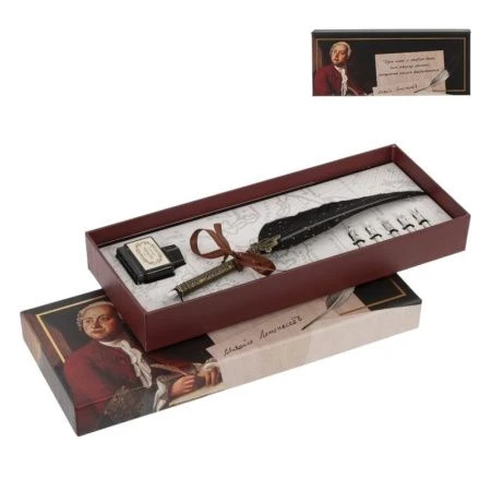 Набор подарочный: ручка перьевая, 5 наконечников, чернильница, 28*11,5*3,5см