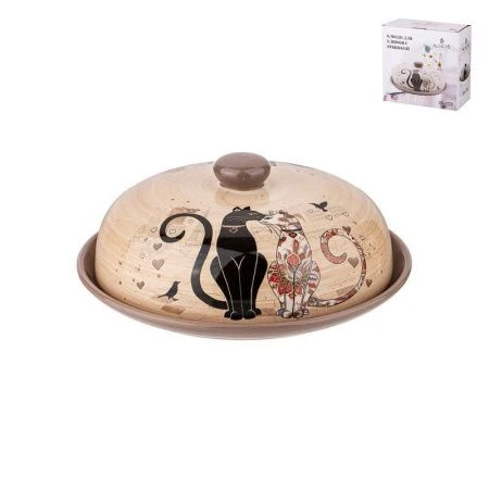 Блюдо для блинов 23*10см керамика ПАРИЖСКИЕ КОТЫ (12)