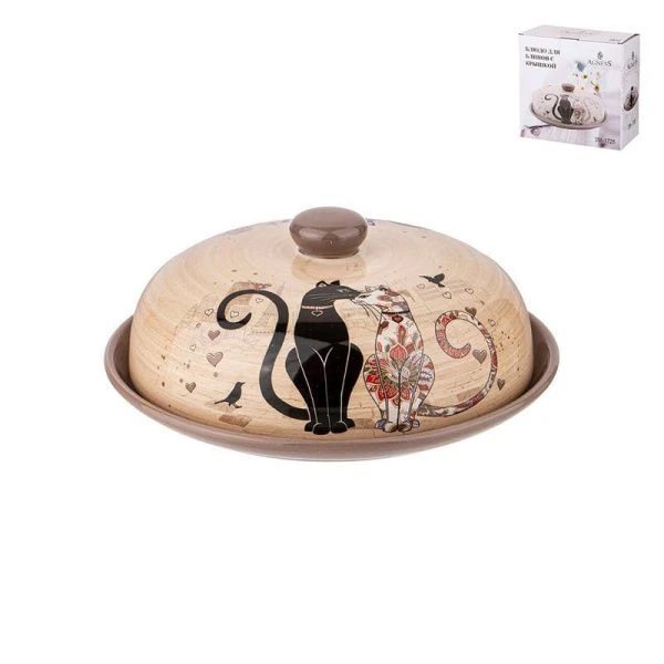 Блюдо для блинов 23*10см керамика ПАРИЖСКИЕ КОТЫ (12)