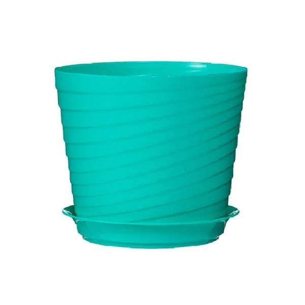 Горшок цветочный 750мл d11см пластик ВЕРОНА с поддоном бирюза PL0386 (14)